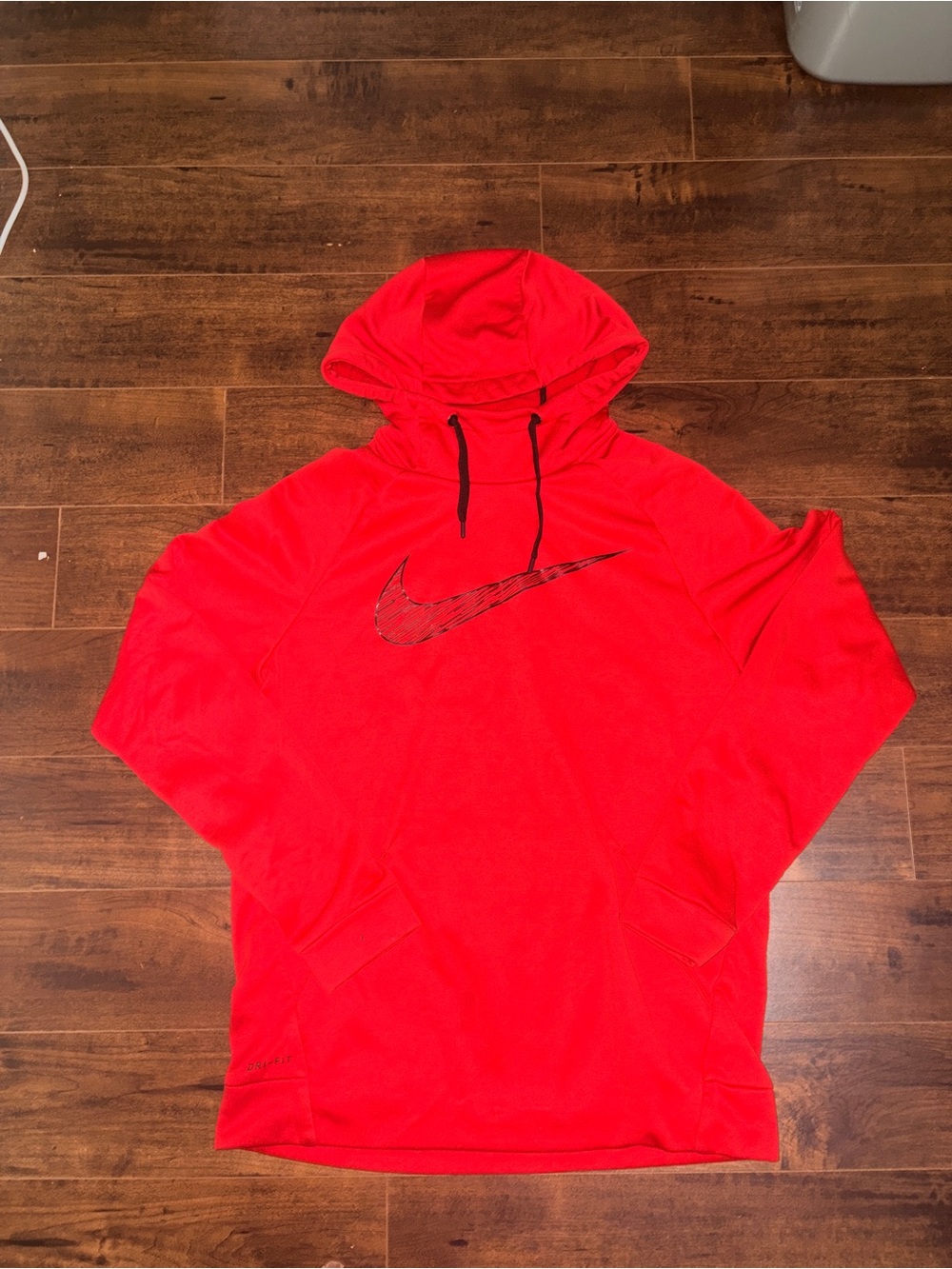 Nike Men's Bright Red Zip-Up Hoodie with Black Swoosh